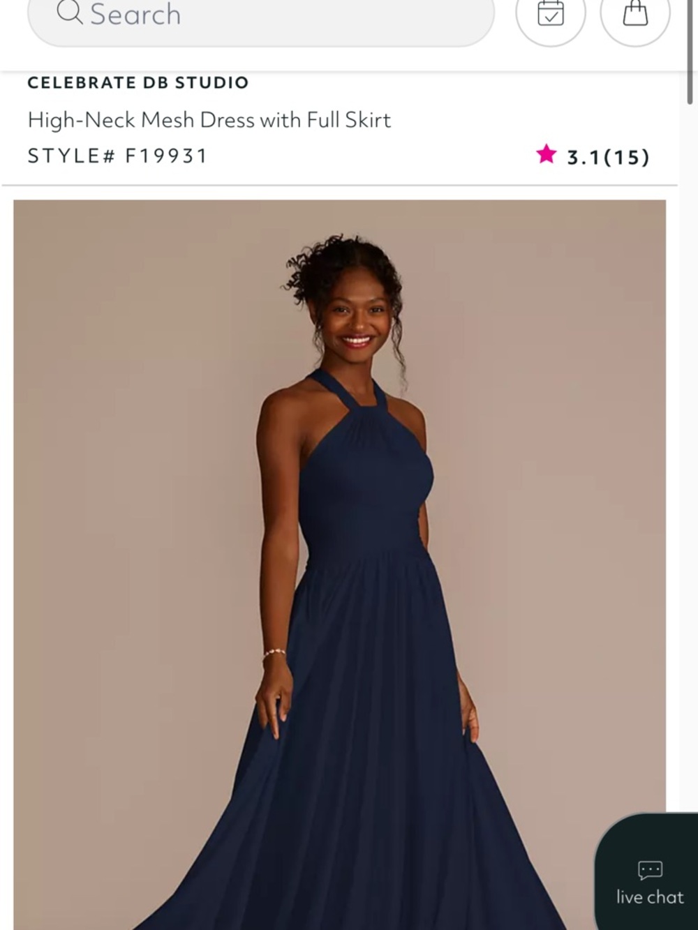 David's Bridal Marine High-Neck Mesh Gown